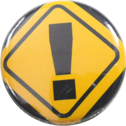 Button mit Rufzeichen schwarz-gelb